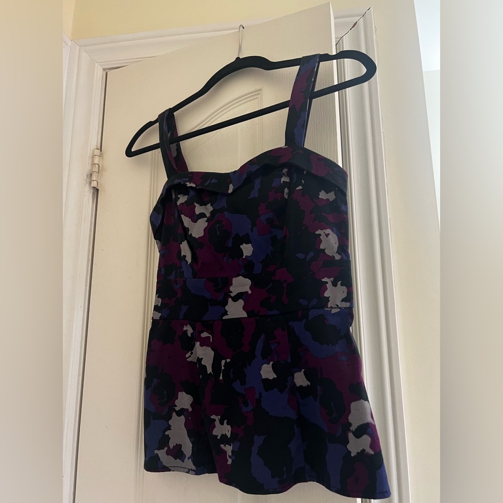 Dynamite Purple & Black Abstract Tank Top with Back Zipper